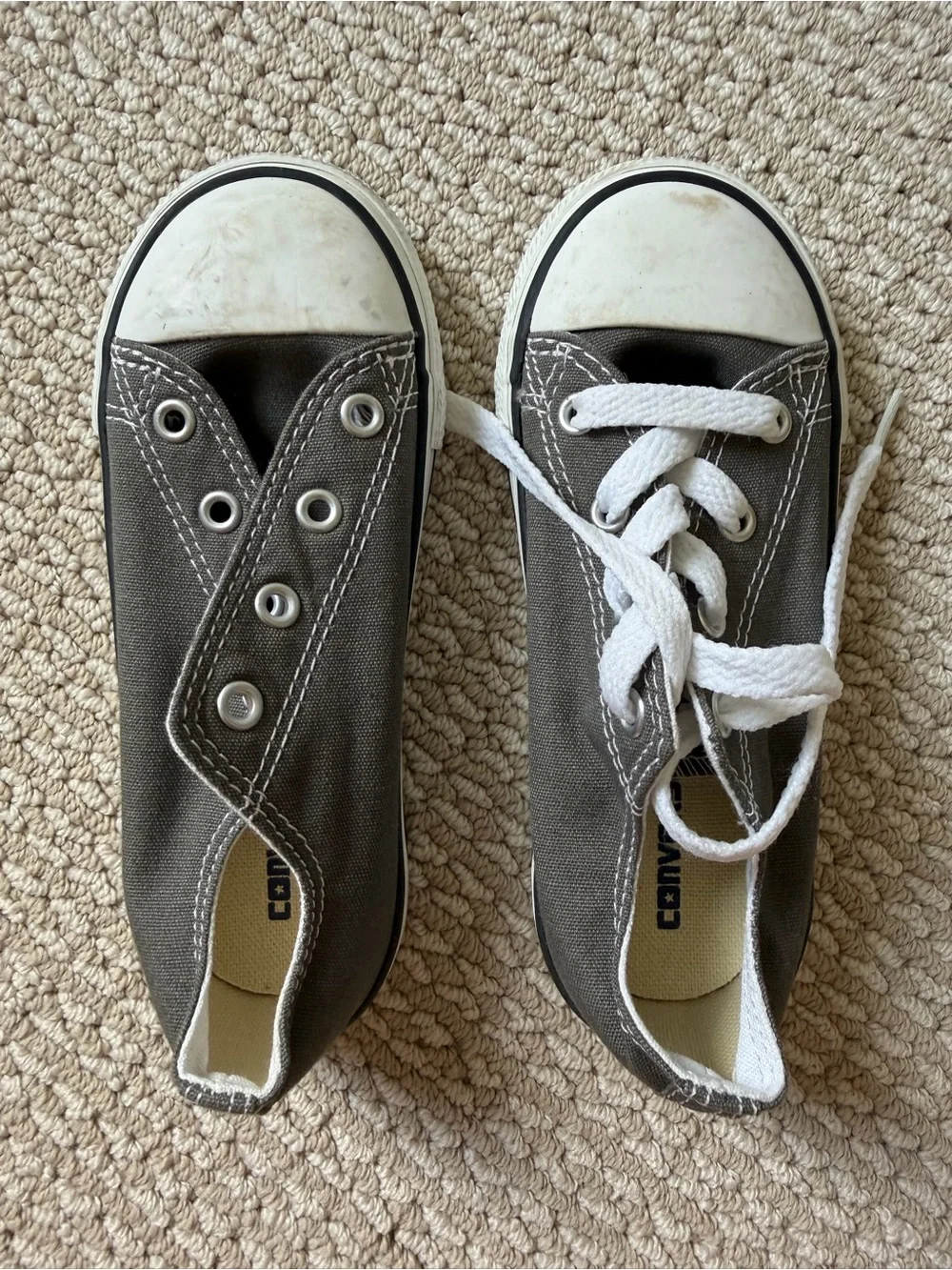 Converse Kids Low-Top Canvas Sneakers in Charcoal